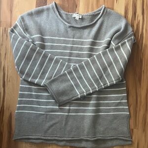 Hem & Thread Gray and White Striped Knit Top